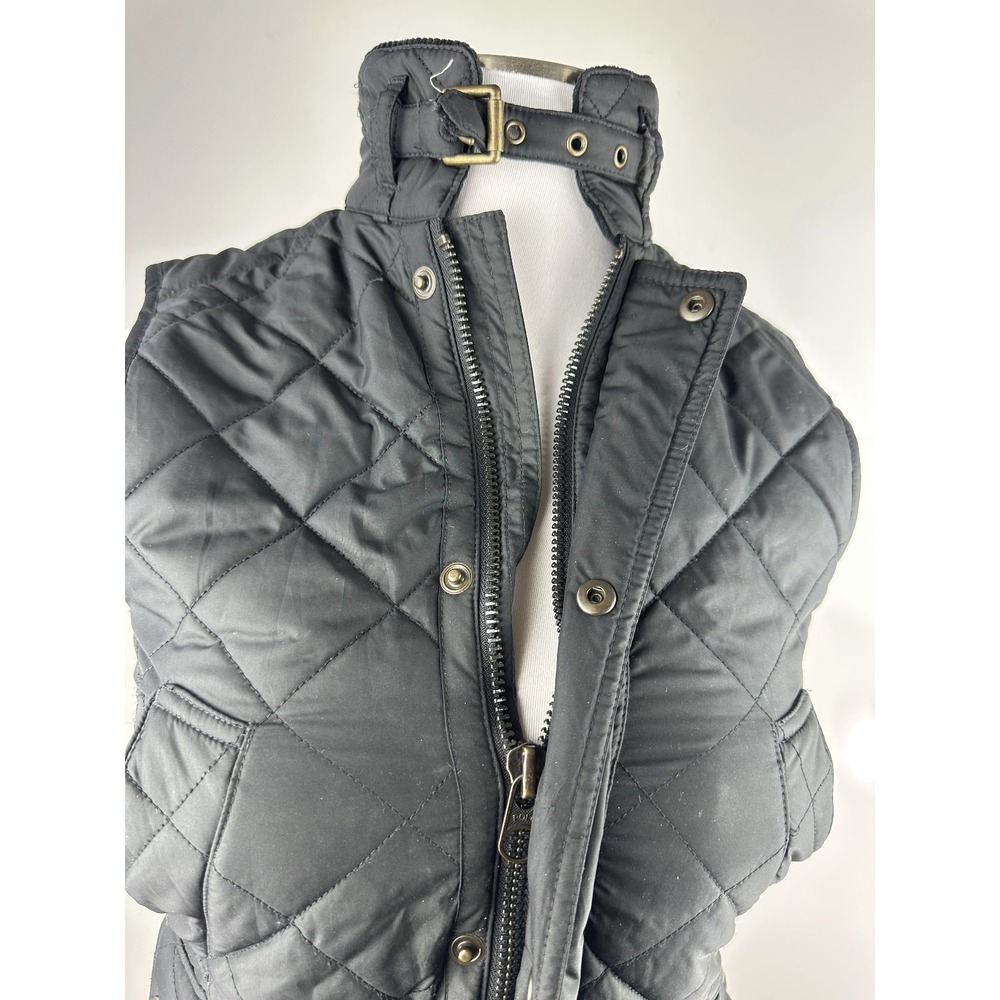 Polo Ralph Lauren Diamond Quilted Vest XS Black Full Zip Corduroy Collar Belt - Picture 5 of 16